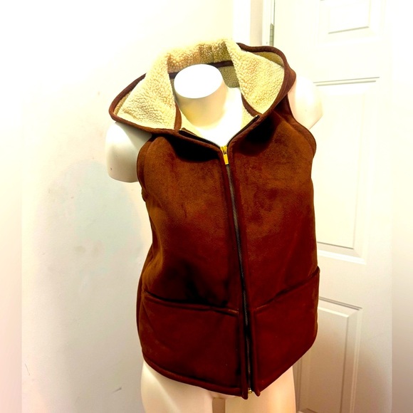 Lauren Ralph Lauren Suede Shearling Vest - Picture 1 of 7